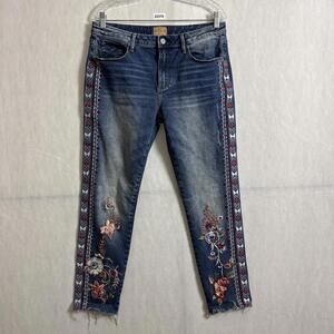 DRIFTWOOD Blue Jeans with Colorful Embroidery